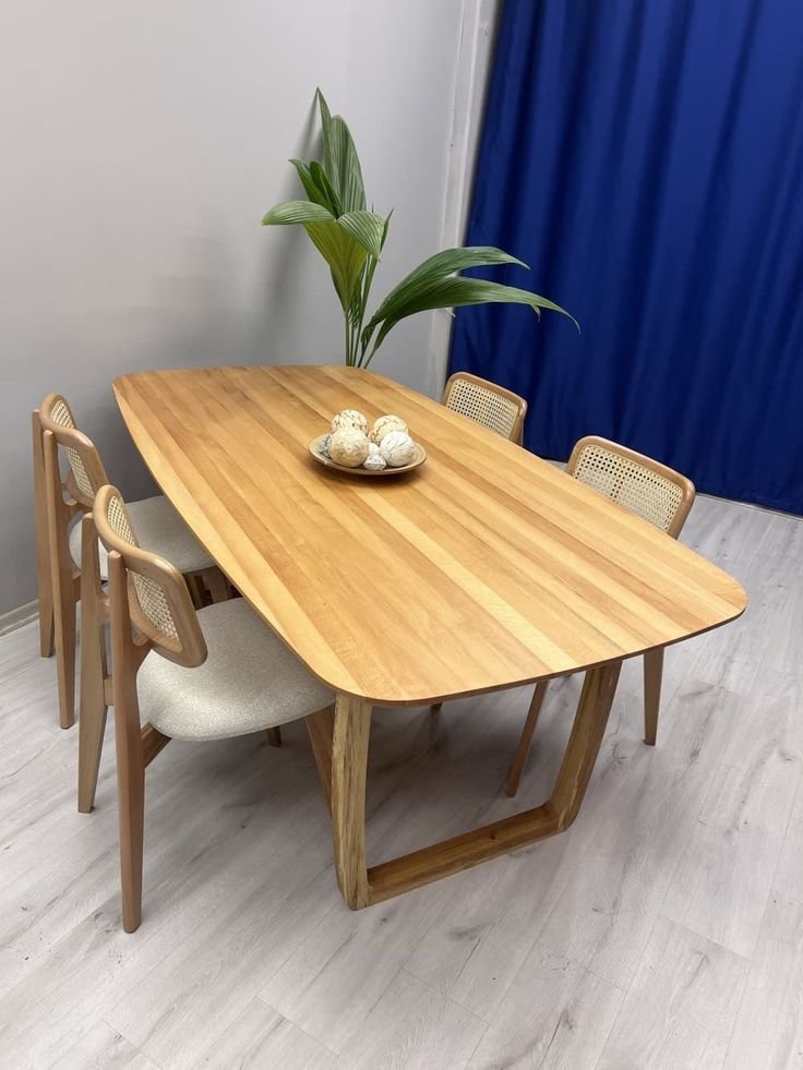 SET MEJA MAKAN KOMBINASI ROTAN MINIMALIS