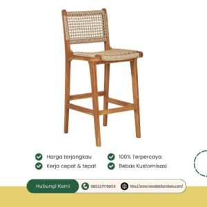 KURSI BARSTOOL KAYU JATI | ANYAMAN ROPE
