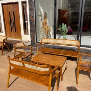 SET MEJA KURSI TAMU HEROSIMA KOMBINASI ROTAN