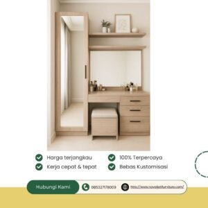 MEJA RIAS MODERN DENGAN CERMIN DAN ALMARI PAKAIAN