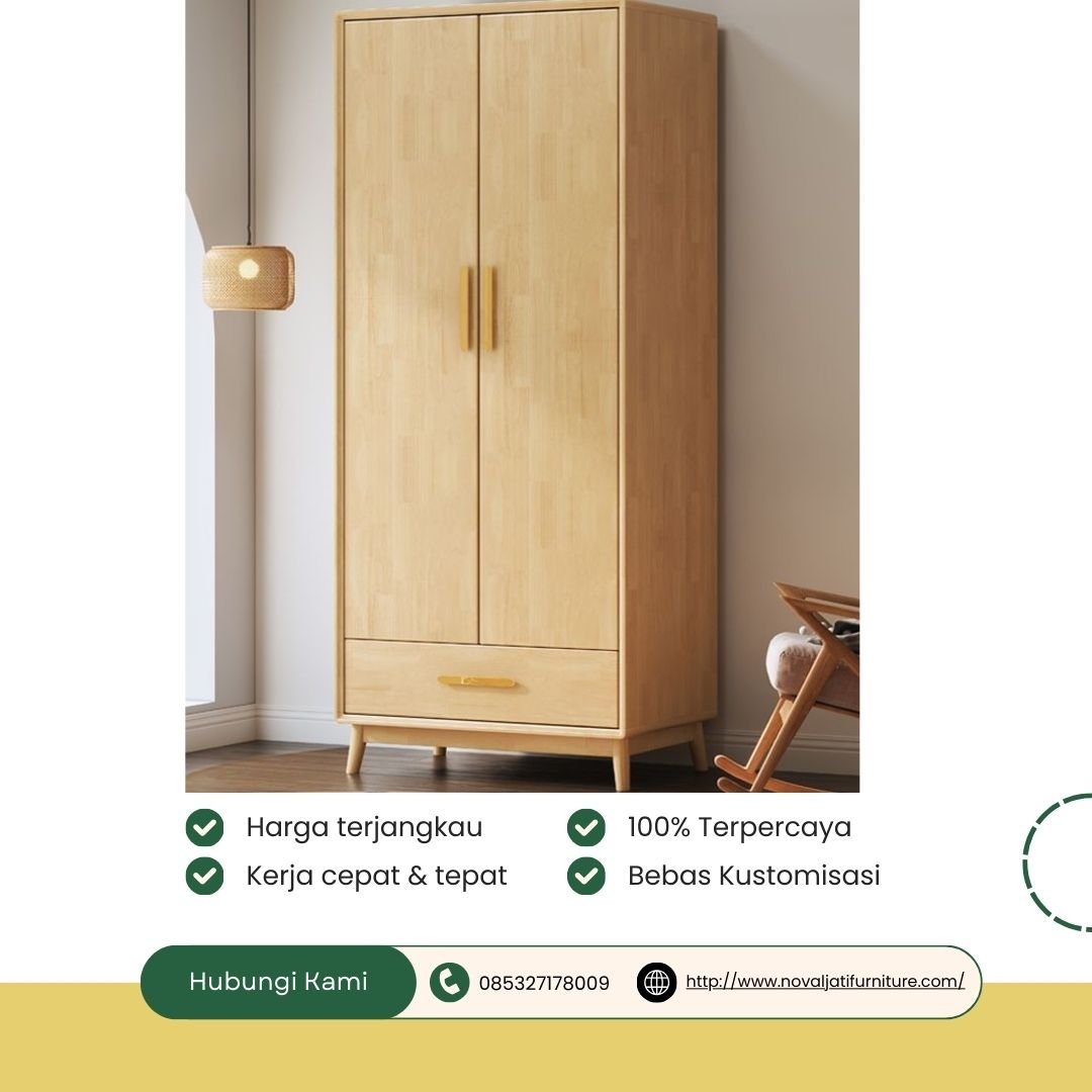 LEMARI BAJU ANAK KAYU JATI MINIMALIS 2 PINTU