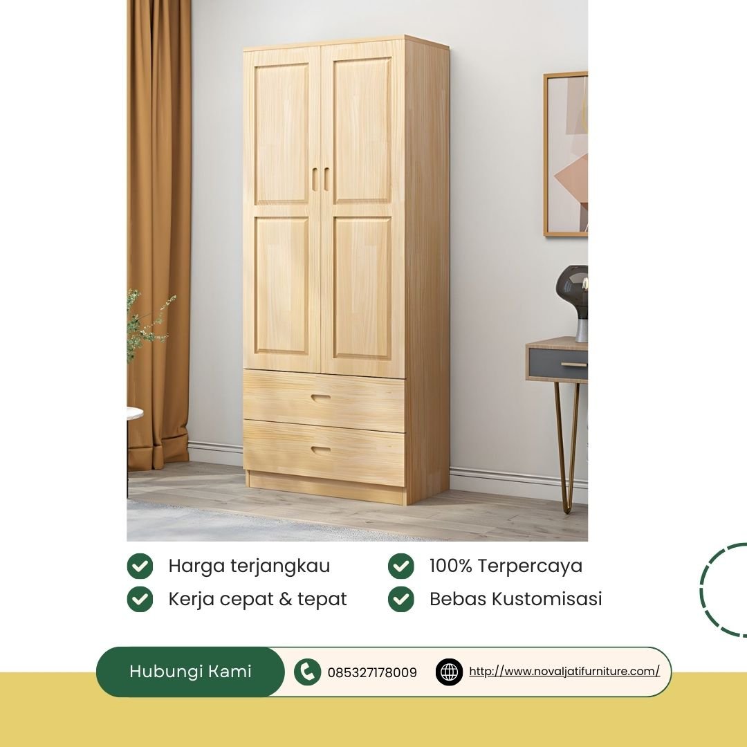 LEMARI ANAK KAYU JATI 2 PINTU MINIMALIS