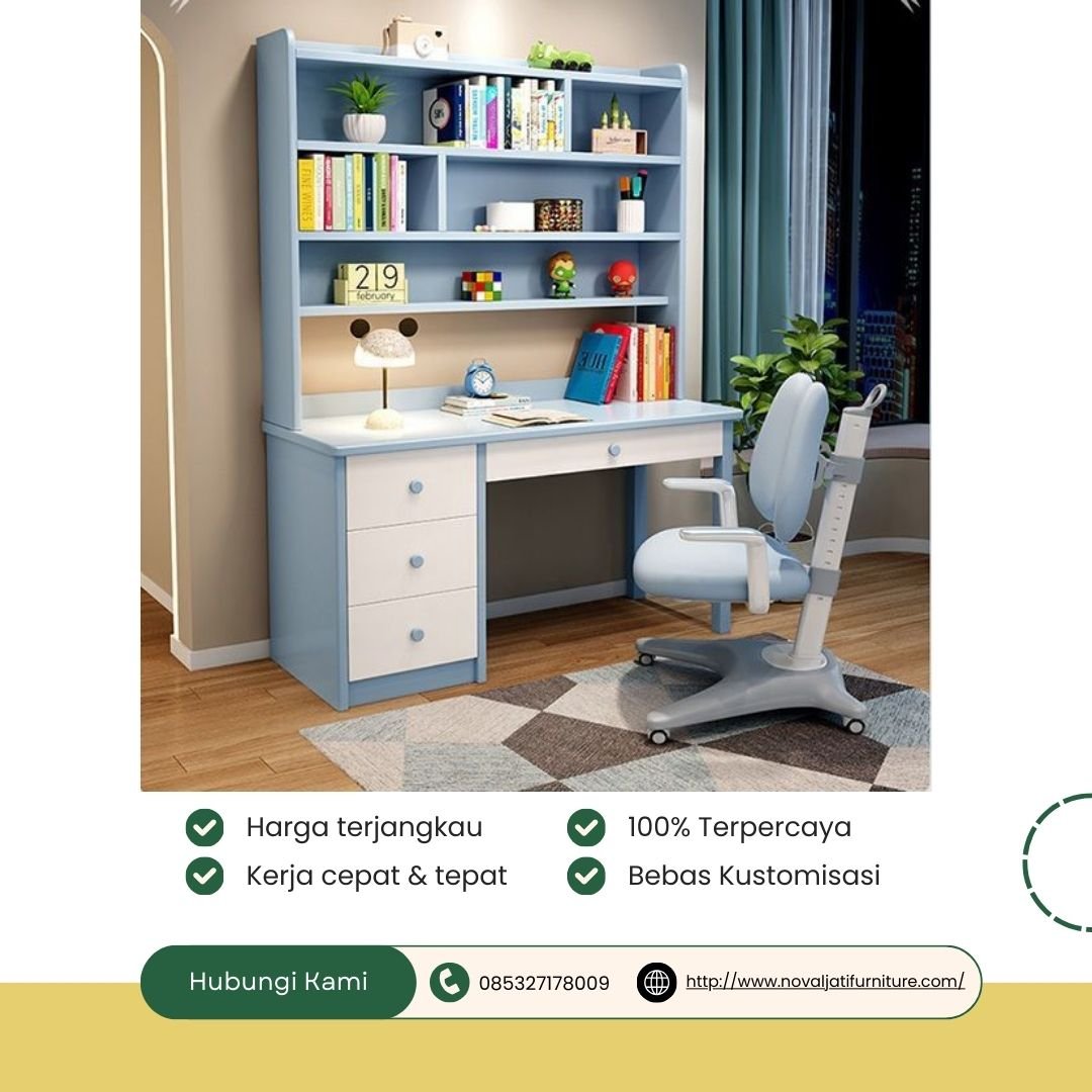 MEJA BELAJAR WARNA BIRU