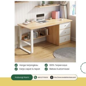 MEJA BELAJAR AESTHETIC MINIMALIS 3 LACI