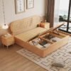 TEMPAT TIDUR KAYU JATI KOMBINASI ROTAN CABINET BED
